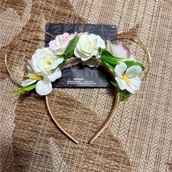 DISNEY EARS - 2 pieces! Gold/Silver and Gold/Floral Mickey Mouse Disneyworld NEW - Picture 6 of 6